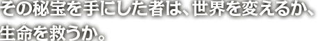 その秘宝を手にした者は、世界を変えるか、生命を救うか。